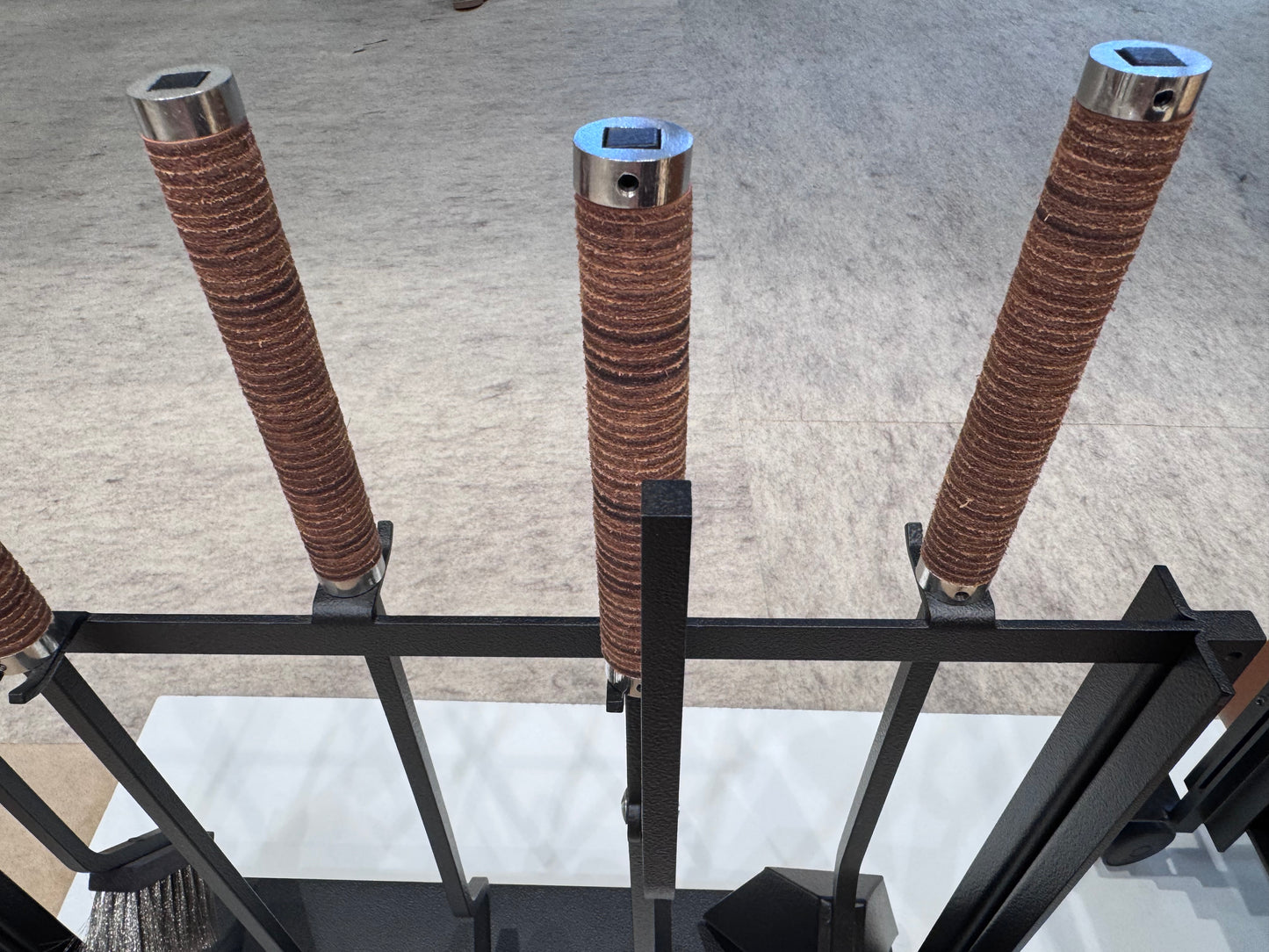 Megève Metal Fireplace Tool Set with Leather Grips