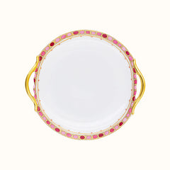 Syracuse Rose Limoges Porcelain Round Cake Dish with Handle