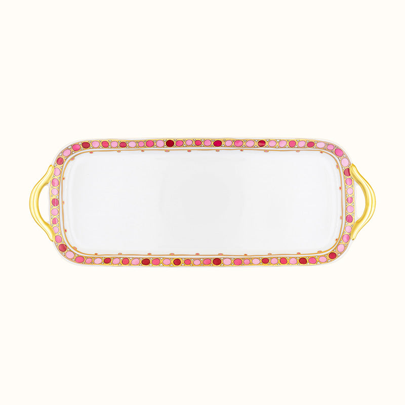 Robert Haviland & C. Parlon Syracuse Rose Plat à Cake | Limoges porcelain rectangular cake dish embellished with the signature rose-and-pink band for sophisticated dessert service | Tableware & Serveware / Service Dishes | 2Jour Concierge, your luxury lifestyle shop