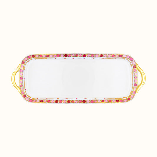 Robert Haviland & C. Parlon Syracuse Rose Plat à Cake | Limoges porcelain rectangular cake dish embellished with the signature rose-and-pink band for sophisticated dessert service | Tableware & Serveware / Service Dishes | 2Jour Concierge, your luxury lifestyle shop