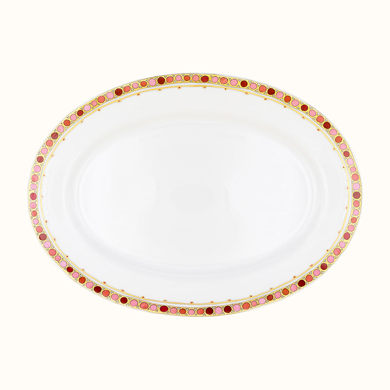 Robert Haviland & C. Parlon Syracuse Rose Plat Ovale 36 cm | Limoges porcelain oval platter 36 cm featuring the refined rose-and-pink design and gilded accents for elegant presentations | Tableware & Serveware / Service Dishes | 2Jour Concierge, your luxury lifestyle shop