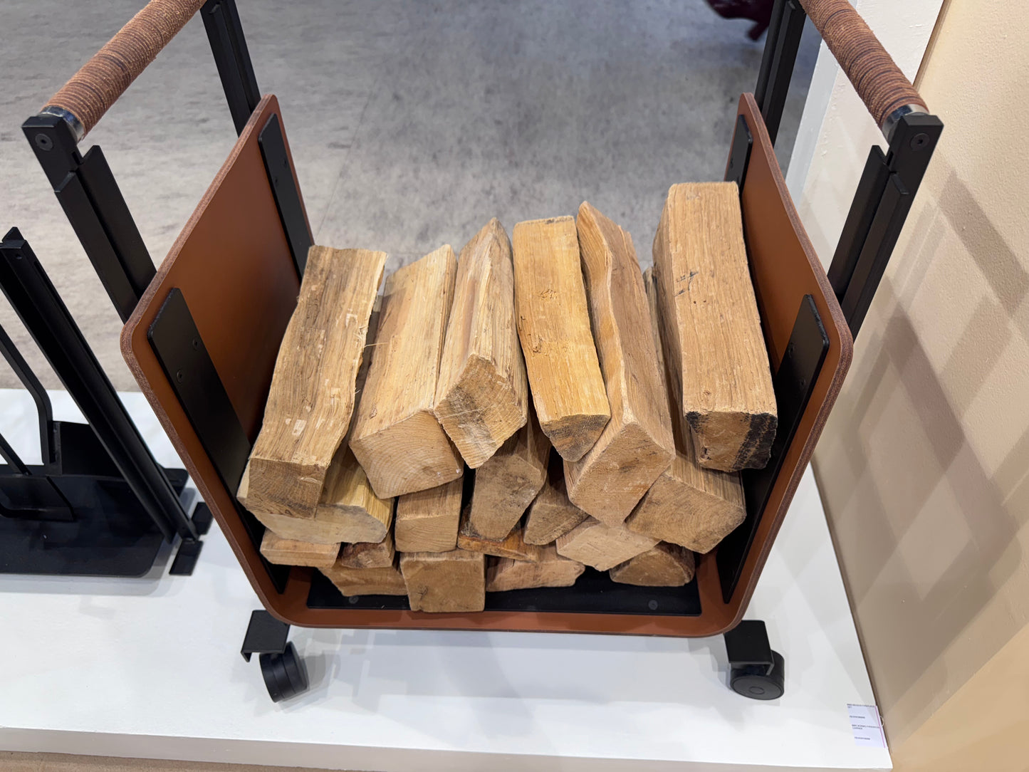 Megève Metal Leather-Insert Firewood Trolley With Wheels