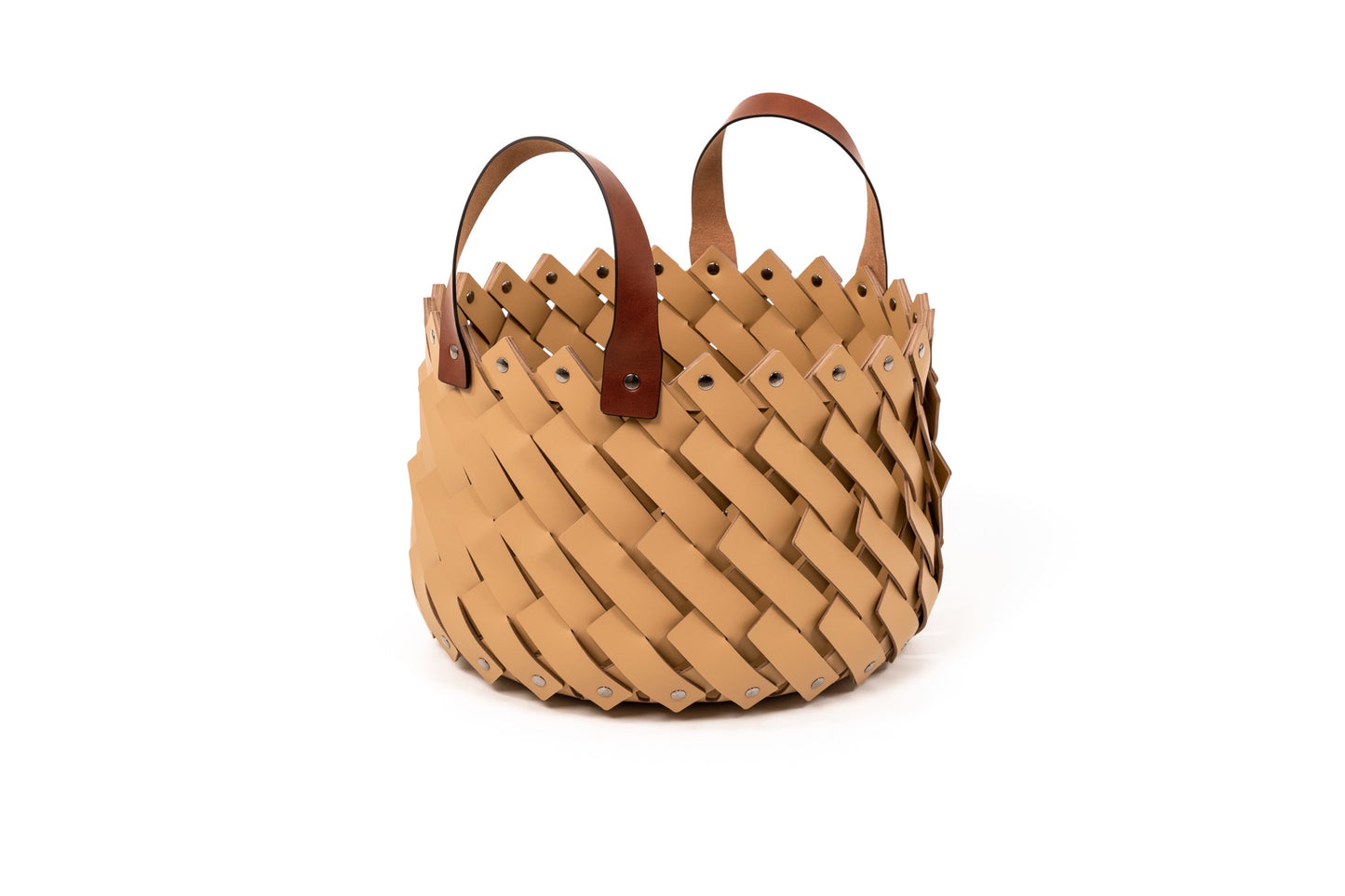 Pinetti × Antonio De Marco Almeria | Hand-Woven Leather Baskets: Eco-friendly washable leather baskets, hand-woven and available in multiple shapes and sizes, ideal for indoor and outdoor use | Storage & Outdoor / Baskets | 2Jour Concierge, your luxury lifestyle shop | luxury interiors, refined living, yacht décor, spa décor, outdoor elegance, boutique hotels, home organization, hospitality décor, office décor