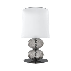 Abat-Jour Table Lamp with Double Blown Murano Glass Elements Grey