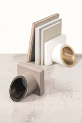 Tullio Saddle Leather Bookend with Metal Finish