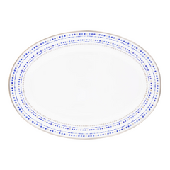Villa Toscana Limoges Porcelain Oval Platter, Indigo