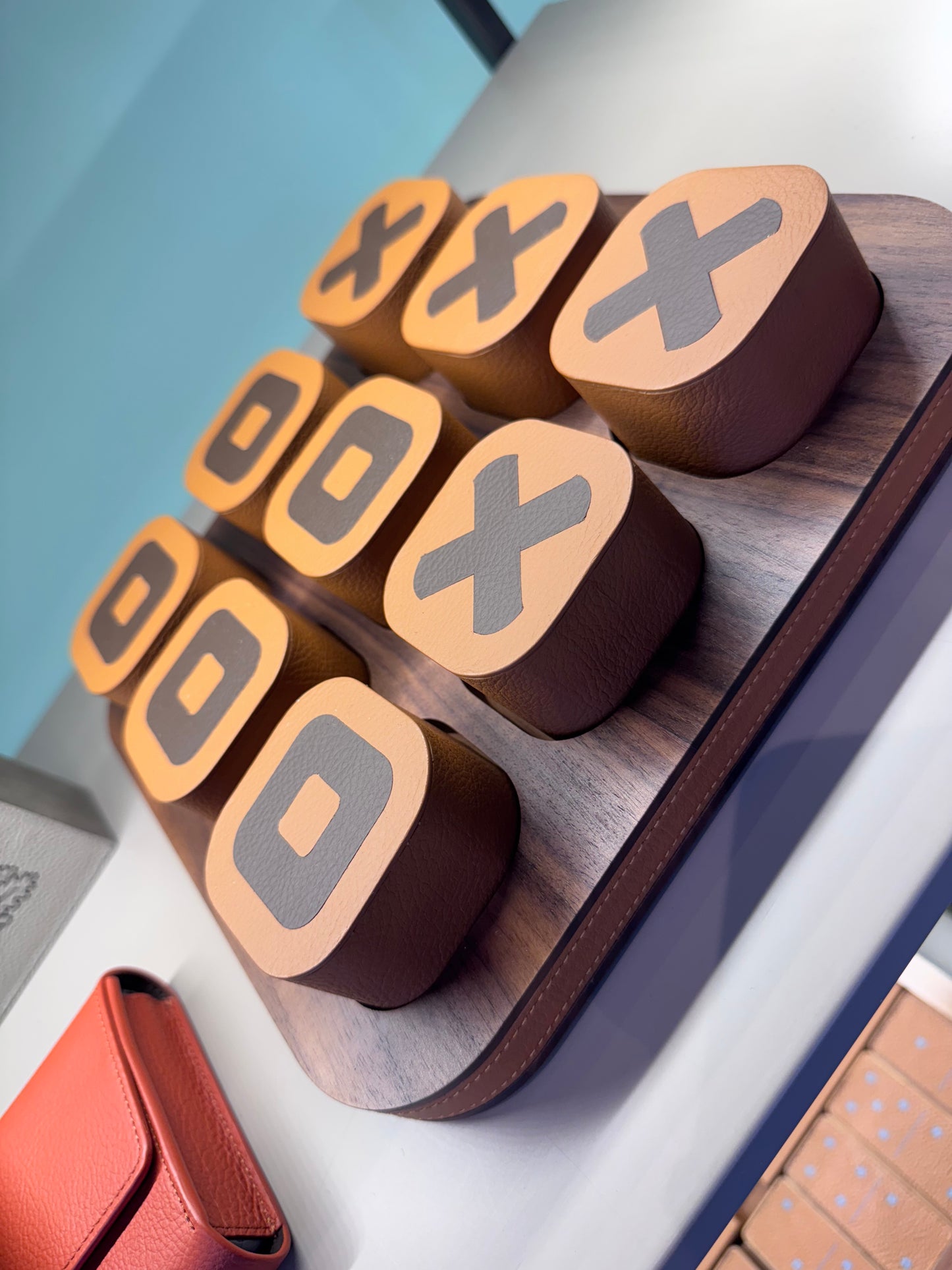 x Poltrona Frau Leather-Covered Tic Tac Toe Set