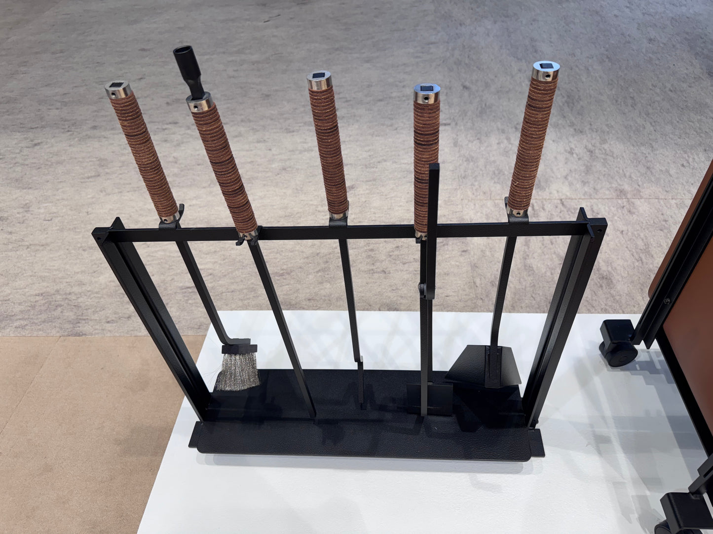 Megève Metal Fireplace Tool Set with Leather Grips