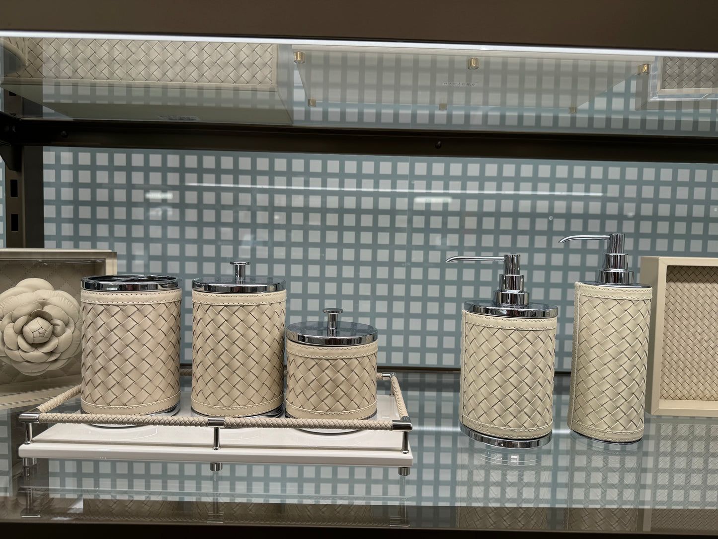 Alghero Handwoven Leather Box with Metal Finish