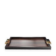 Gioele Matte Amara Ebony Tray with Aida Pebbled Onyx Leather