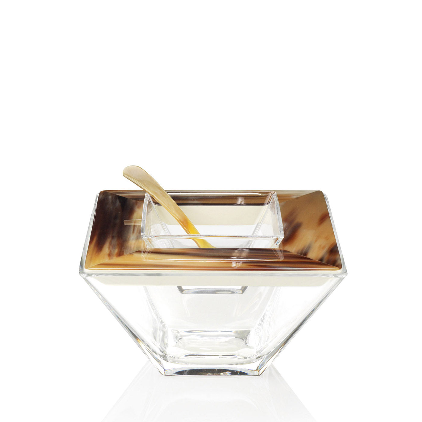Sterlet Caviar Bowl by Arcahorn | Crafted from horn, wood with lacquered ivory gloss finish, and Venetian glass. Includes a caviar spoon in horn. | Tableware and Serveware | 2Jour Concierge, your luxury lifestyle shop