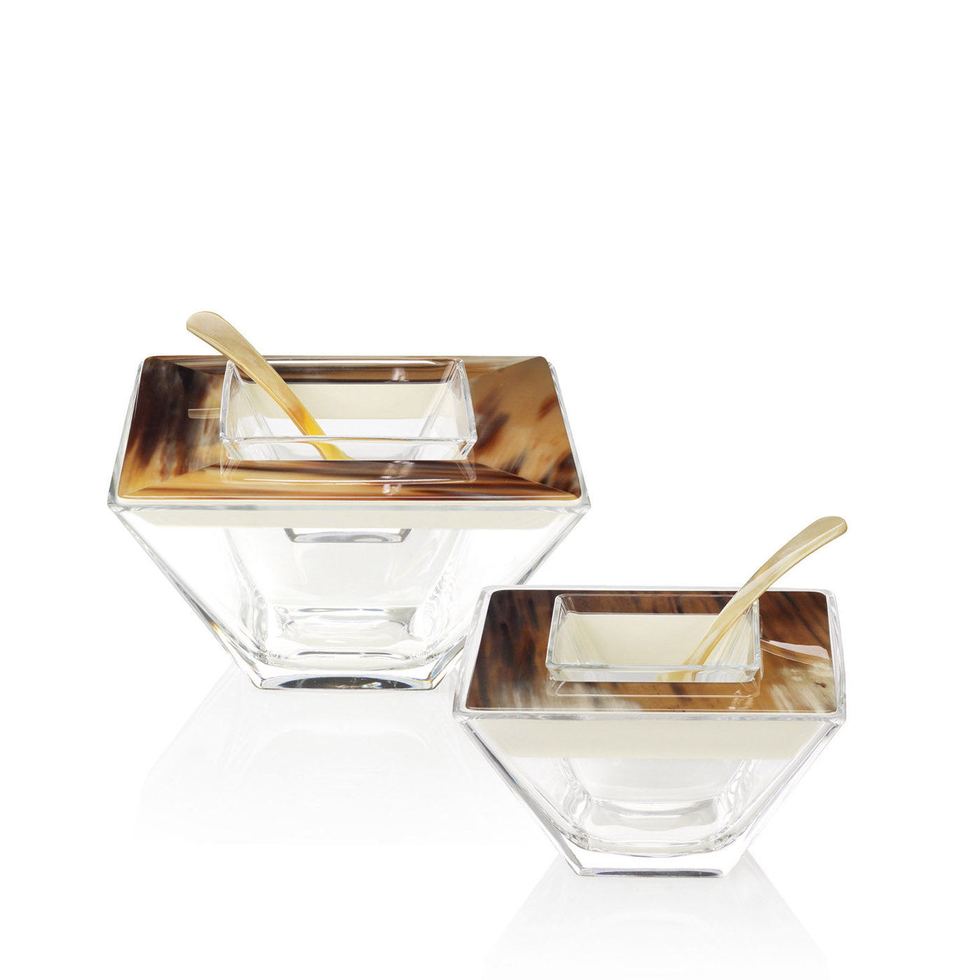 Sterlet Caviar Bowl by Arcahorn | Crafted from horn, wood with lacquered ivory gloss finish, and Venetian glass. Includes a caviar spoon in horn. | Tableware and Serveware | 2Jour Concierge, your luxury lifestyle shop