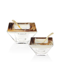 Sterlet Caviar Bowl: Horn, Wood with Lacquered Ivory Gloss Finish and Caviar Spoon
