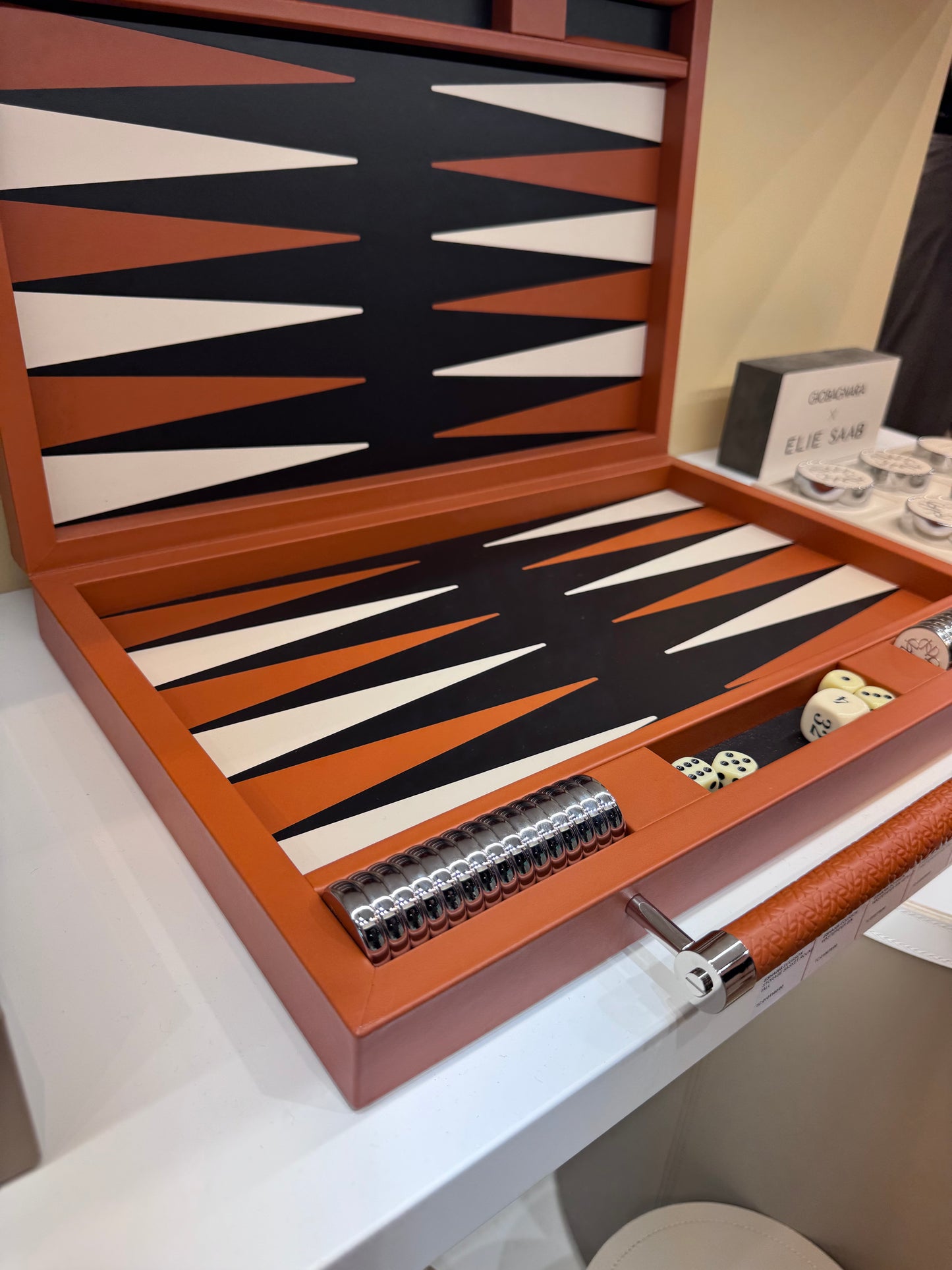 x Elie Saab Monogram Leather-Covered Backgammon Case w Handles