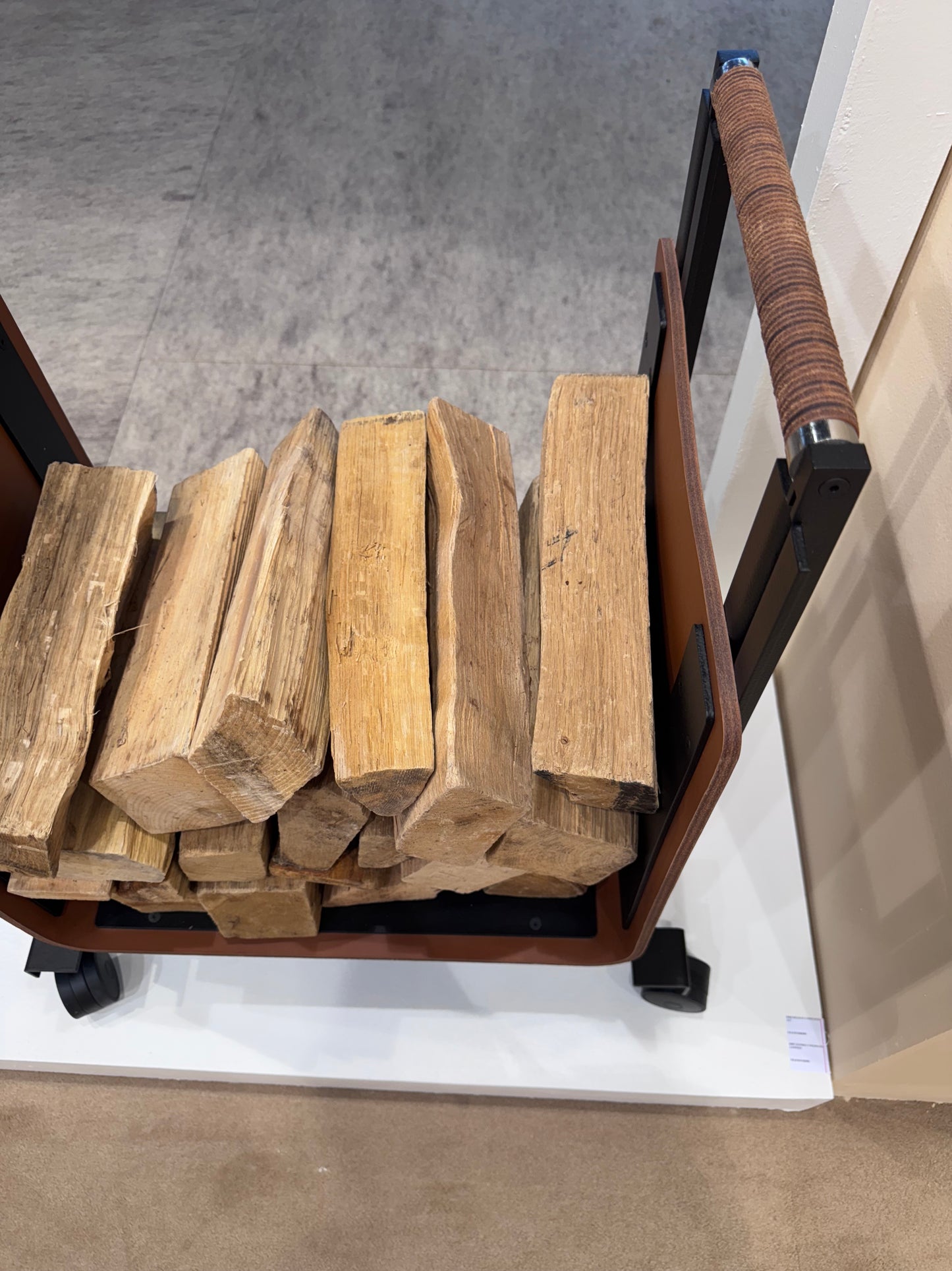 Megève Metal Leather-Insert Firewood Trolley With Wheels
