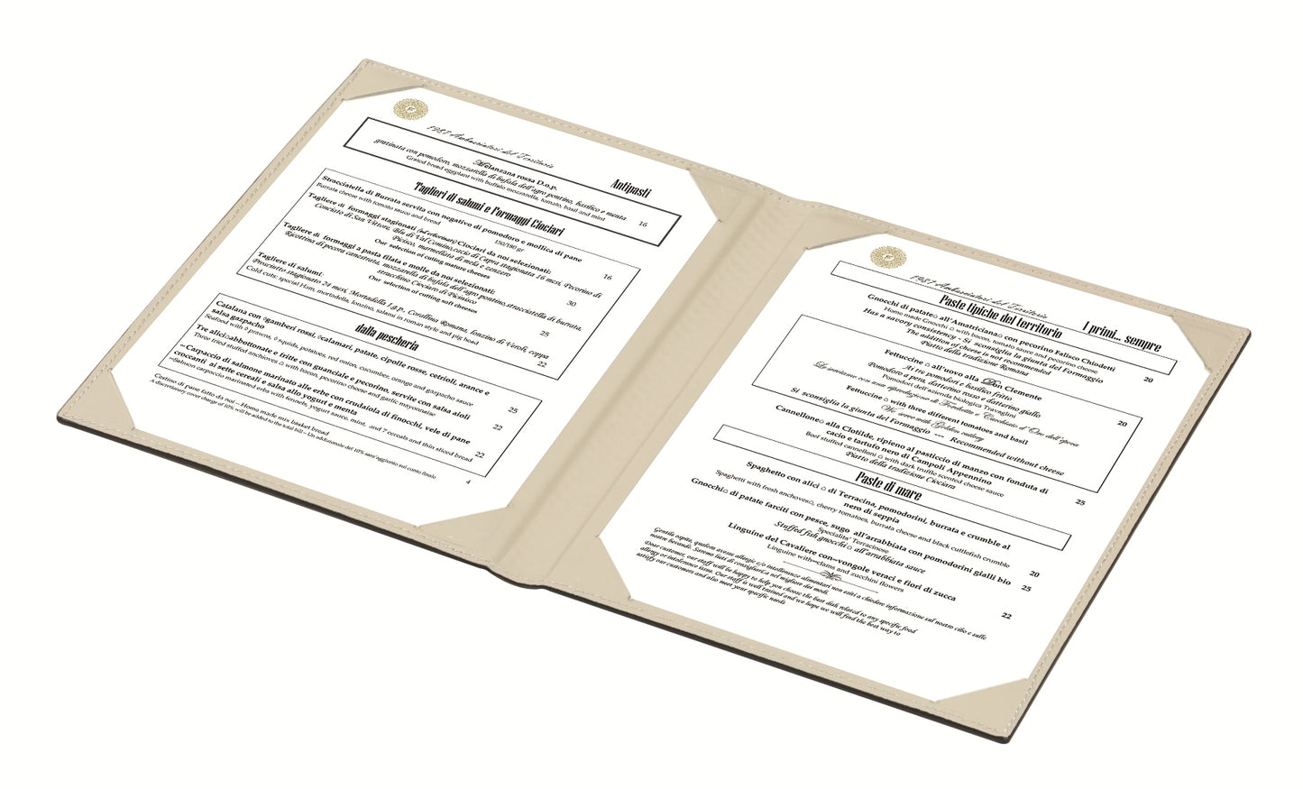 Bis Menu Holder by Giobagnara | All-leather structure with soft padding on the cover side | Hosts two papers | Ideal for upscale dining and hospitality settings | Home Decor and Accessories | 2Jour Concierge, your luxury lifestyle shop