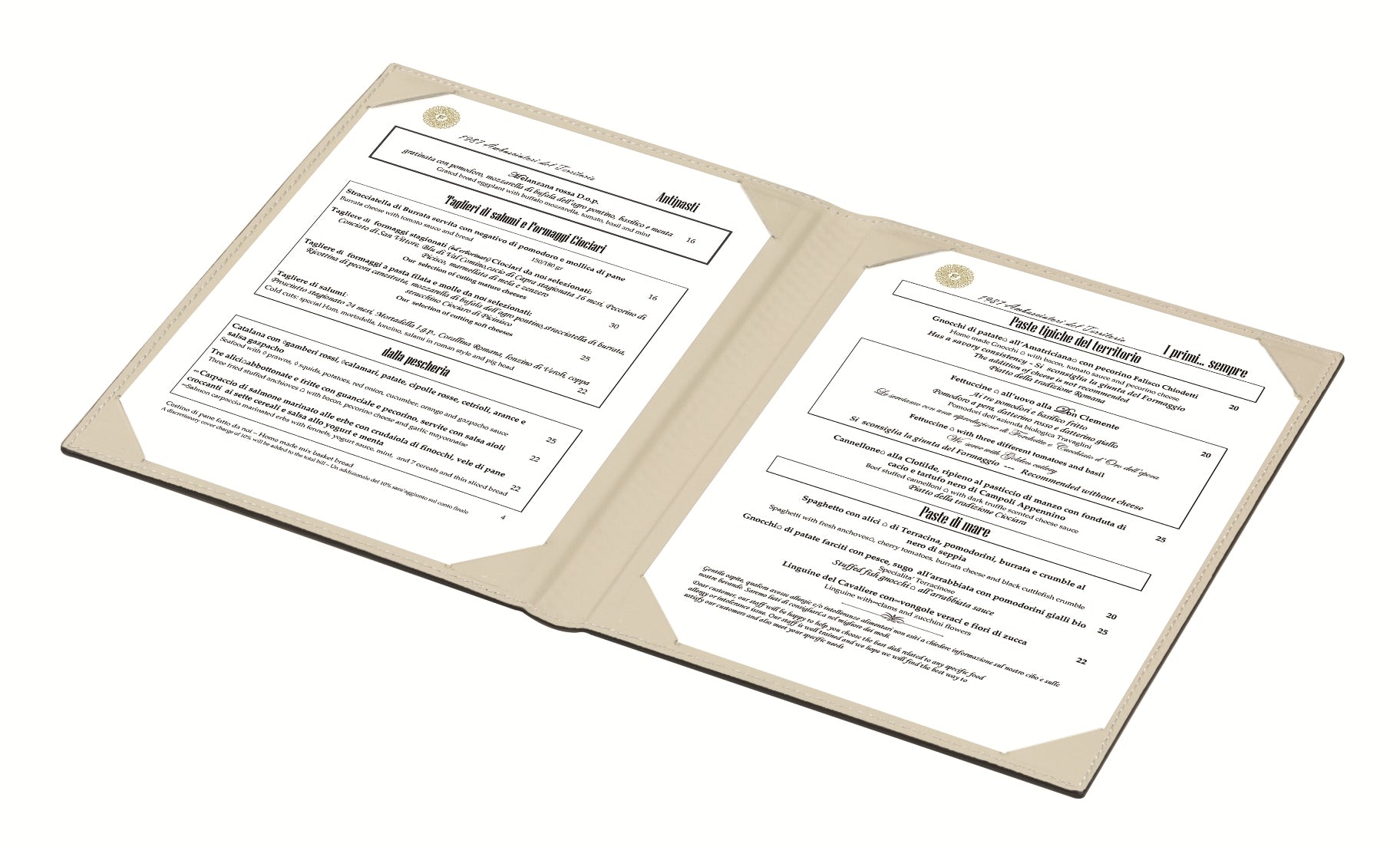 Bis Menu Holder by Giobagnara | All-leather structure with soft padding on the cover side | Hosts two papers | Ideal for upscale dining and hospitality settings | Home Decor and Accessories | 2Jour Concierge, your luxury lifestyle shop