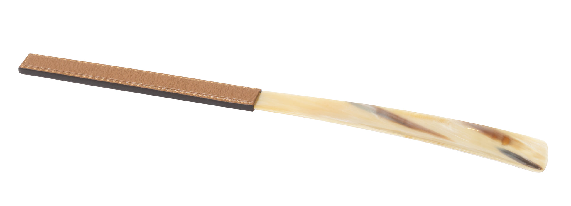 Giobagnara Corno shoehorn | Made from authentic buffalo horn with a luxurious leather handle | Each piece is unique due to natural variations in the horn | Comes with elegant suede packaging | A refined accessory for elevated daily use | Home accessories | 2Jour Concierge, your luxury lifestyle shop