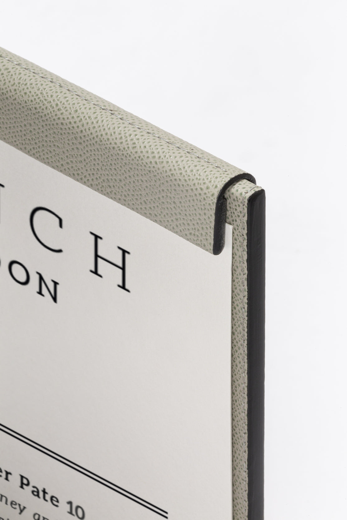 Boston Leather-Covered Wood Menu Stand with Magnetic Flaps