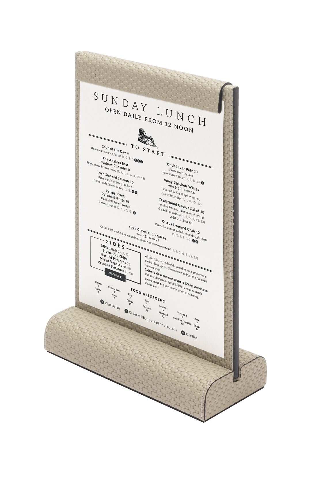 Boston Leather-Covered Wood Menu Stand with Magnetic Flaps