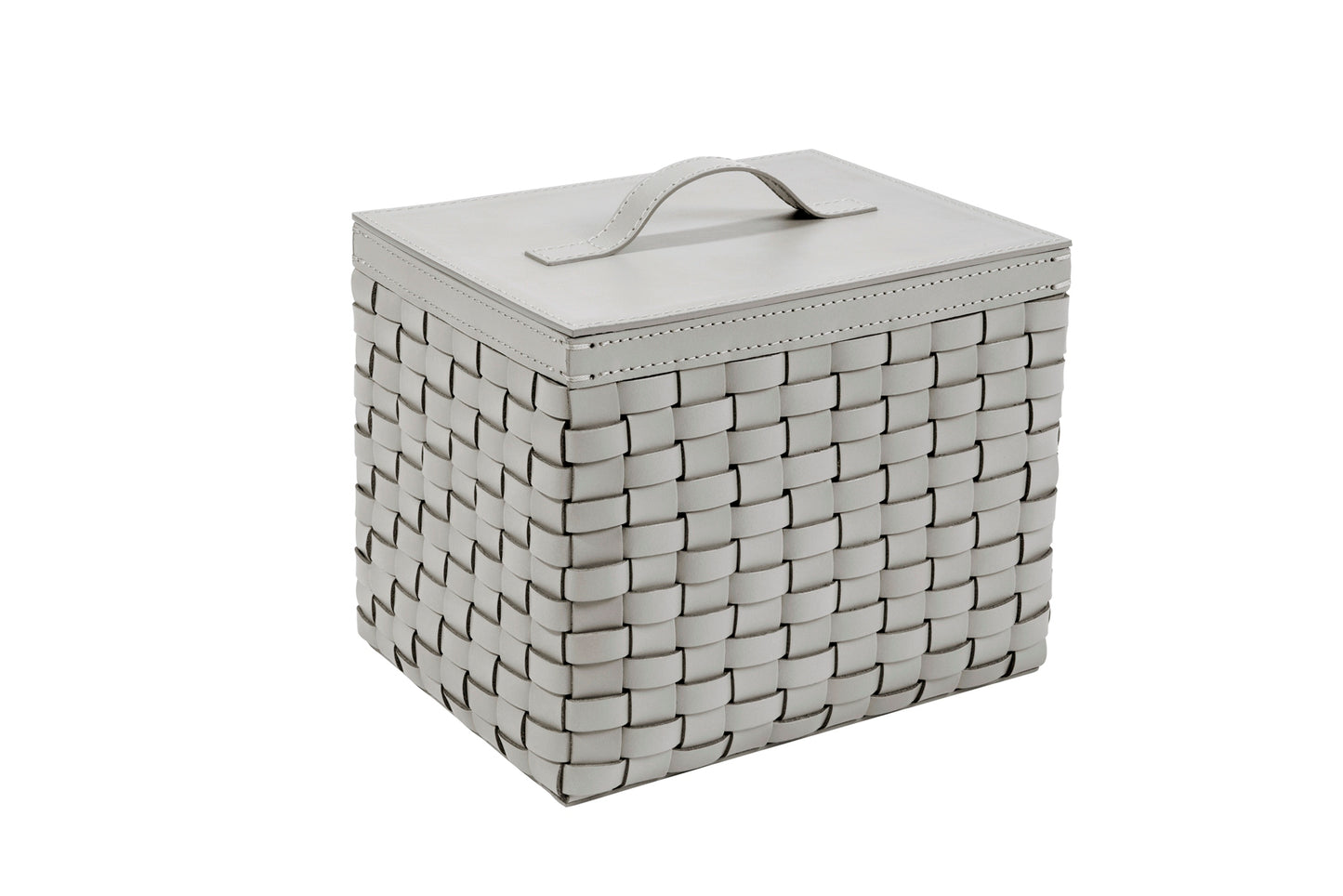 Barcellona Storage Basket With Lid Rectangular by Riviere | Woven leather | Includes lid and acrylic lining | Home Decor and Storage Baskets | 2Jour Concierge, your luxury lifestyle shop