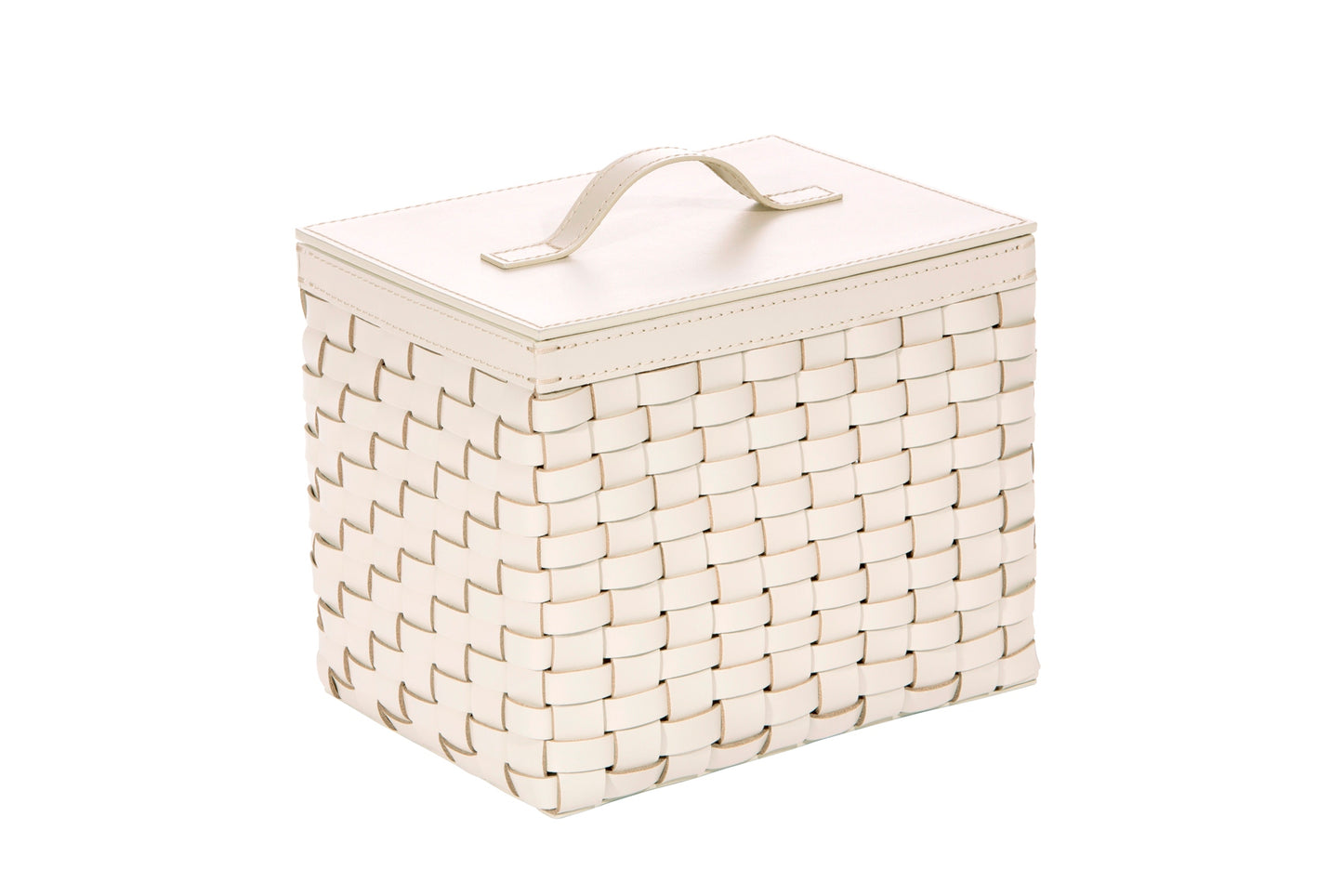 Barcellona Storage Basket With Lid Rectangular by Riviere | Woven leather | Includes lid and acrylic lining | Home Decor and Storage Baskets | 2Jour Concierge, your luxury lifestyle shop