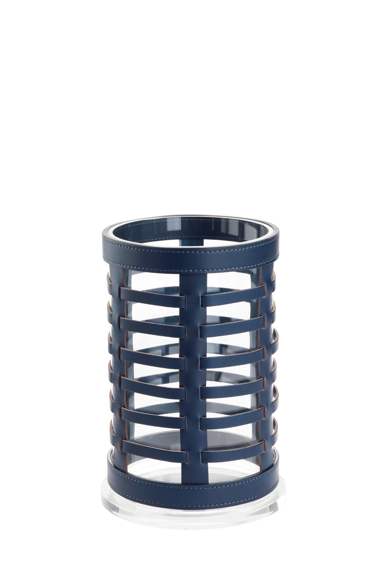 Barcellona Hurricane Lantern by Riviere | Hurricane lantern with acrylic crystal | Covered with woven leather | Home Decor and Lanterns | 2Jour Concierge, your luxury lifestyle shop