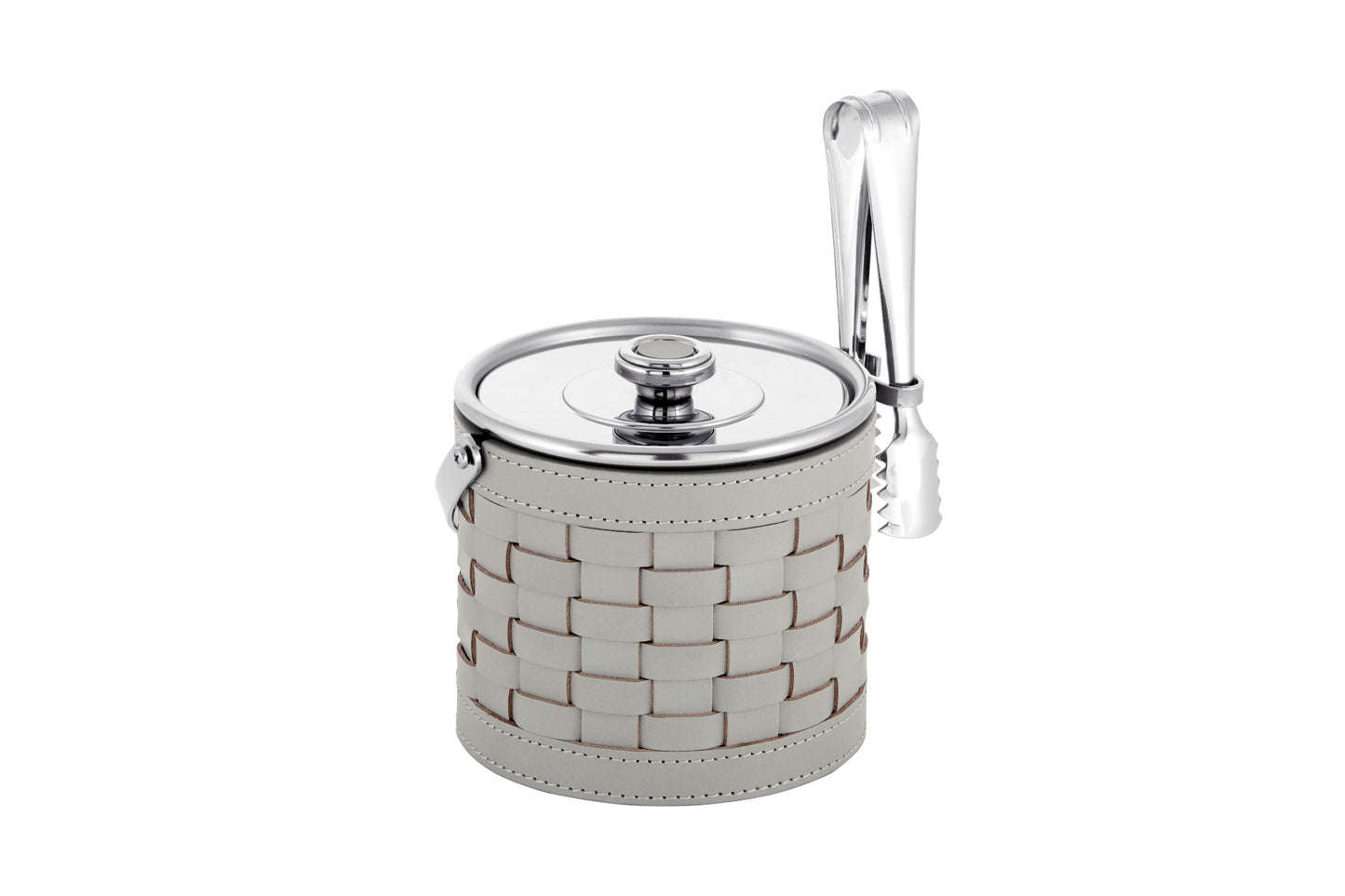 Riviere Barcellona Ice Bucket | Stainless Steel Ice Bucket | Covered with Woven Leather | Perfect for Yacht Decor | Available at 2Jour Concierge, #1 luxury high-end gift & lifestyle shop