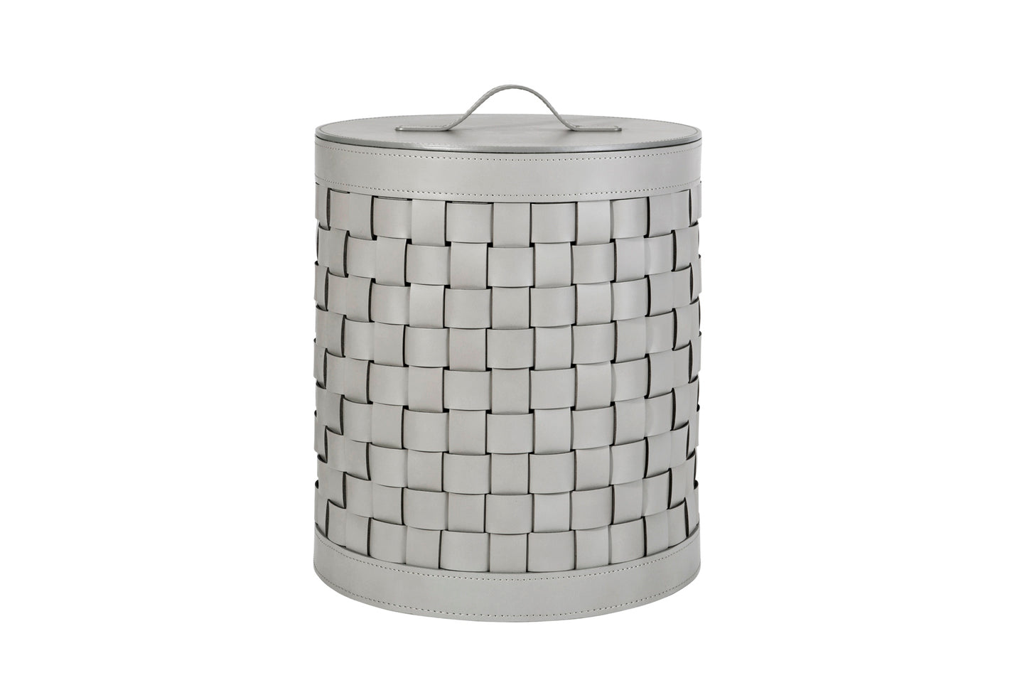Barcellona Storage Basket With Lid Round by Riviere | Woven leather storage baskets | Provided with lid | Home Decor and Storage Baskets | 2Jour Concierge, your luxury lifestyle shop