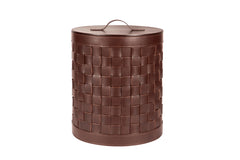 Barcellona Woven Leather Storage Basket with Lid Round