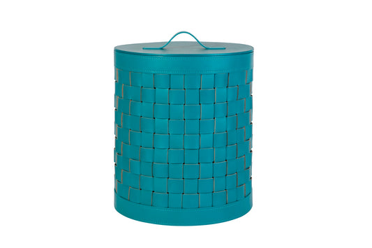 Barcellona Storage Basket With Lid Round by Riviere | Woven leather storage baskets | Provided with lid | Home Decor and Storage Baskets | 2Jour Concierge, your luxury lifestyle shop