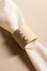 Barcellona Leather Napkin Ring with Braided Inserts, Set of 4