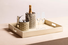 Barcellona Leather-covered Tray, Rectangular with Handles