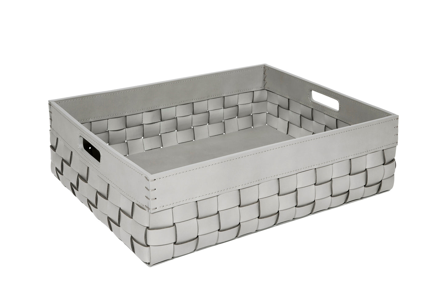 Barcellona Storage Basket With Handles Rectangular Low by Riviere | Woven leather | Includes handles | Home Decor and Storage Baskets | 2Jour Concierge, your luxury lifestyle shop