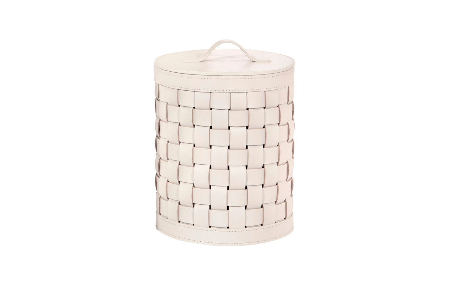 Barcellona Storage Basket With Lid Round by Riviere | Woven leather storage baskets | Provided with lid | Home Decor and Storage Baskets | 2Jour Concierge, your luxury lifestyle shop