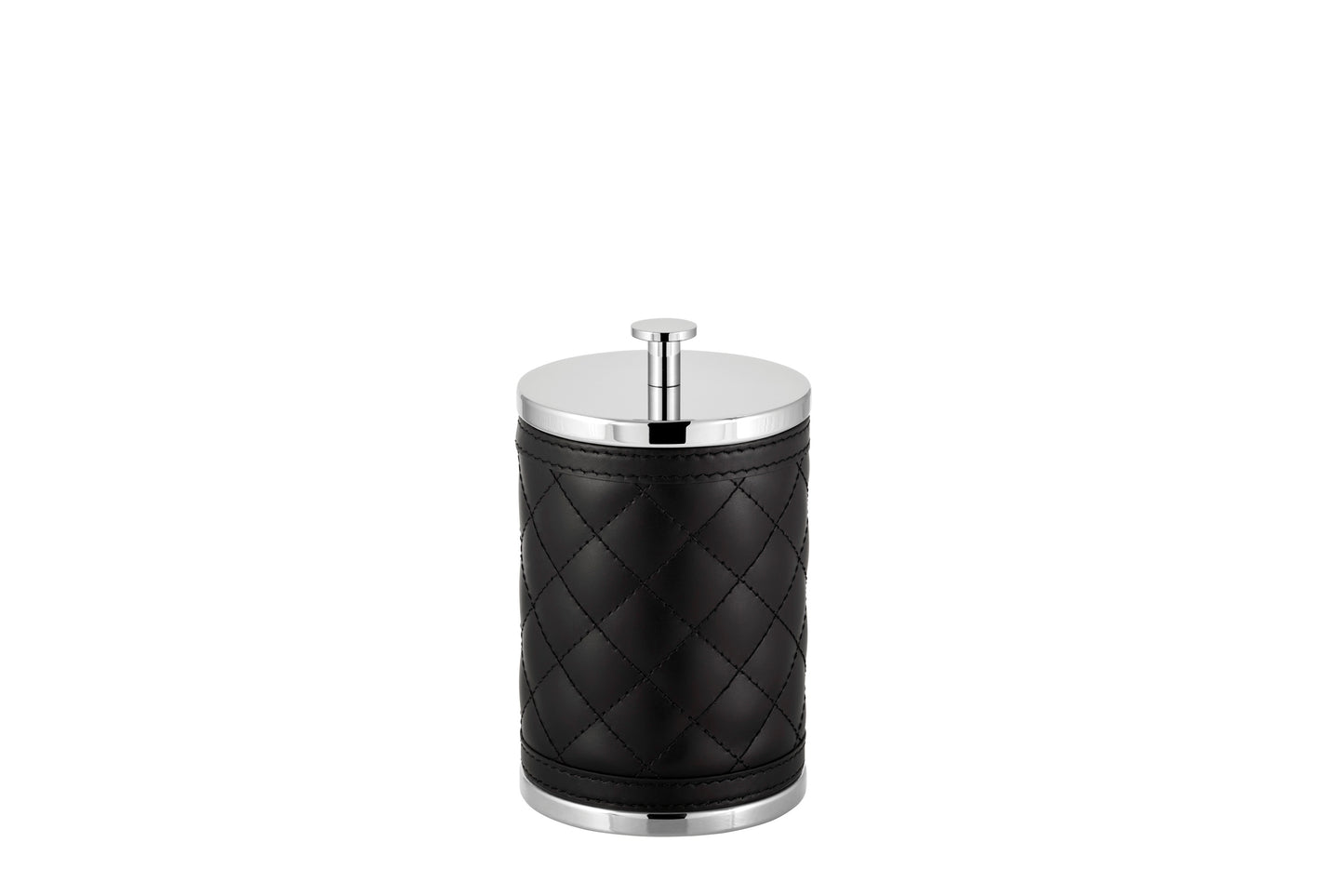 Riviere Alghero Diamonds Leather Box | Covered with Quilted Diamonds Padded Leather | Features Chrome or Gold Metal Finish | Adds Elegance to Vanity or Dressing Area