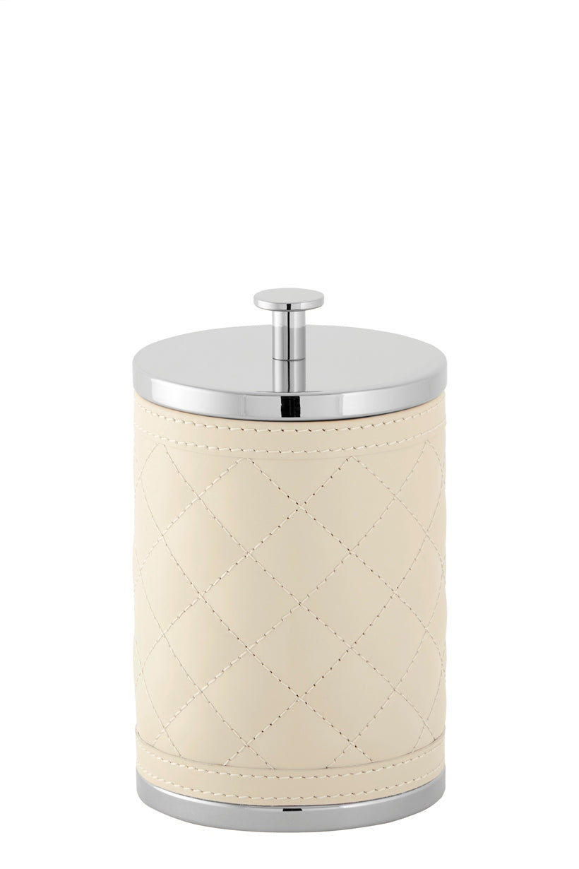 Riviere Alghero Diamonds Leather Box | Covered with Quilted Diamonds Padded Leather | Features Chrome or Gold Metal Finish | Adds Elegance to Vanity or Dressing Area