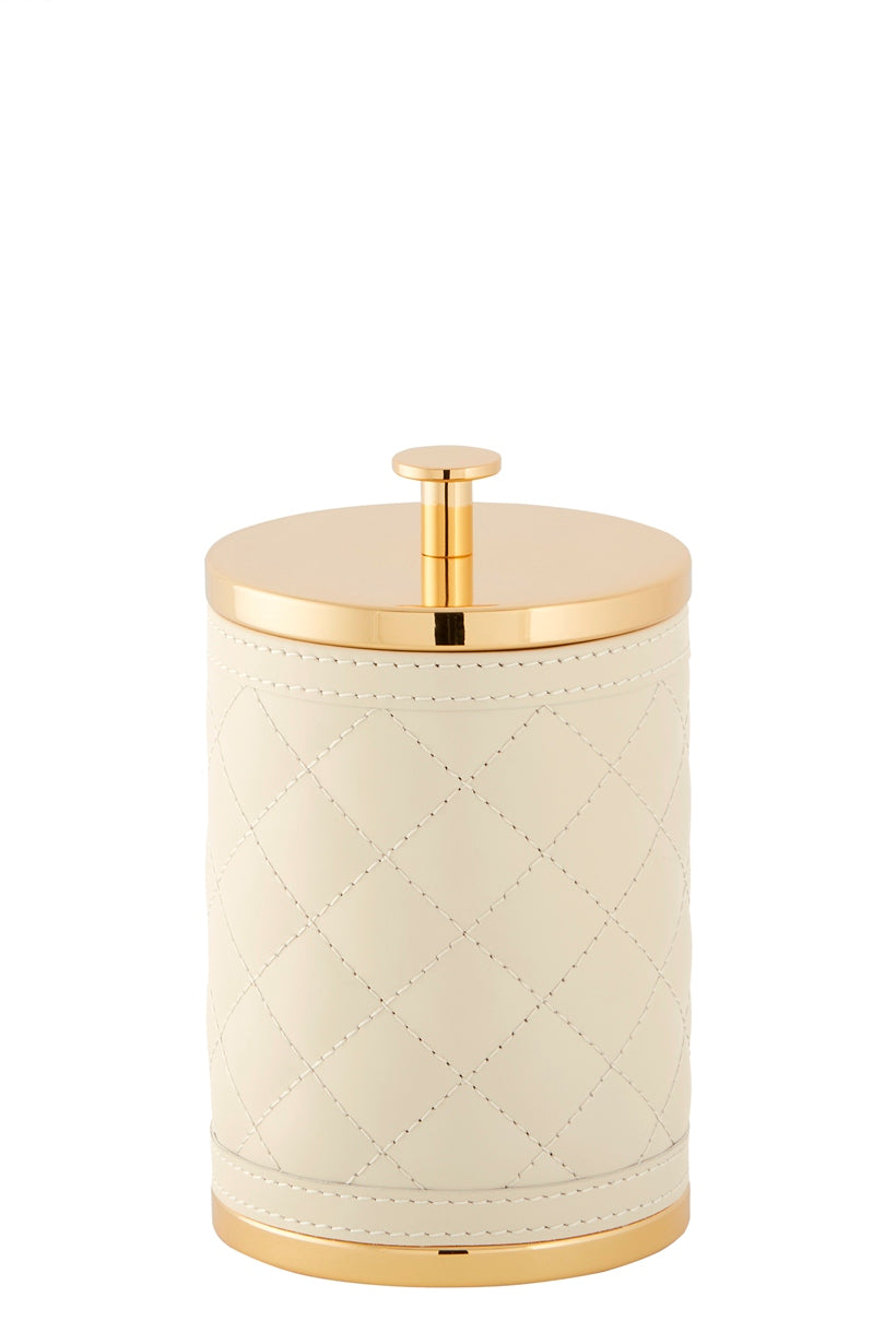 Riviere Alghero Diamonds Leather Box | Covered with Quilted Diamonds Padded Leather | Features Chrome or Gold Metal Finish | Adds Elegance to Vanity or Dressing Area