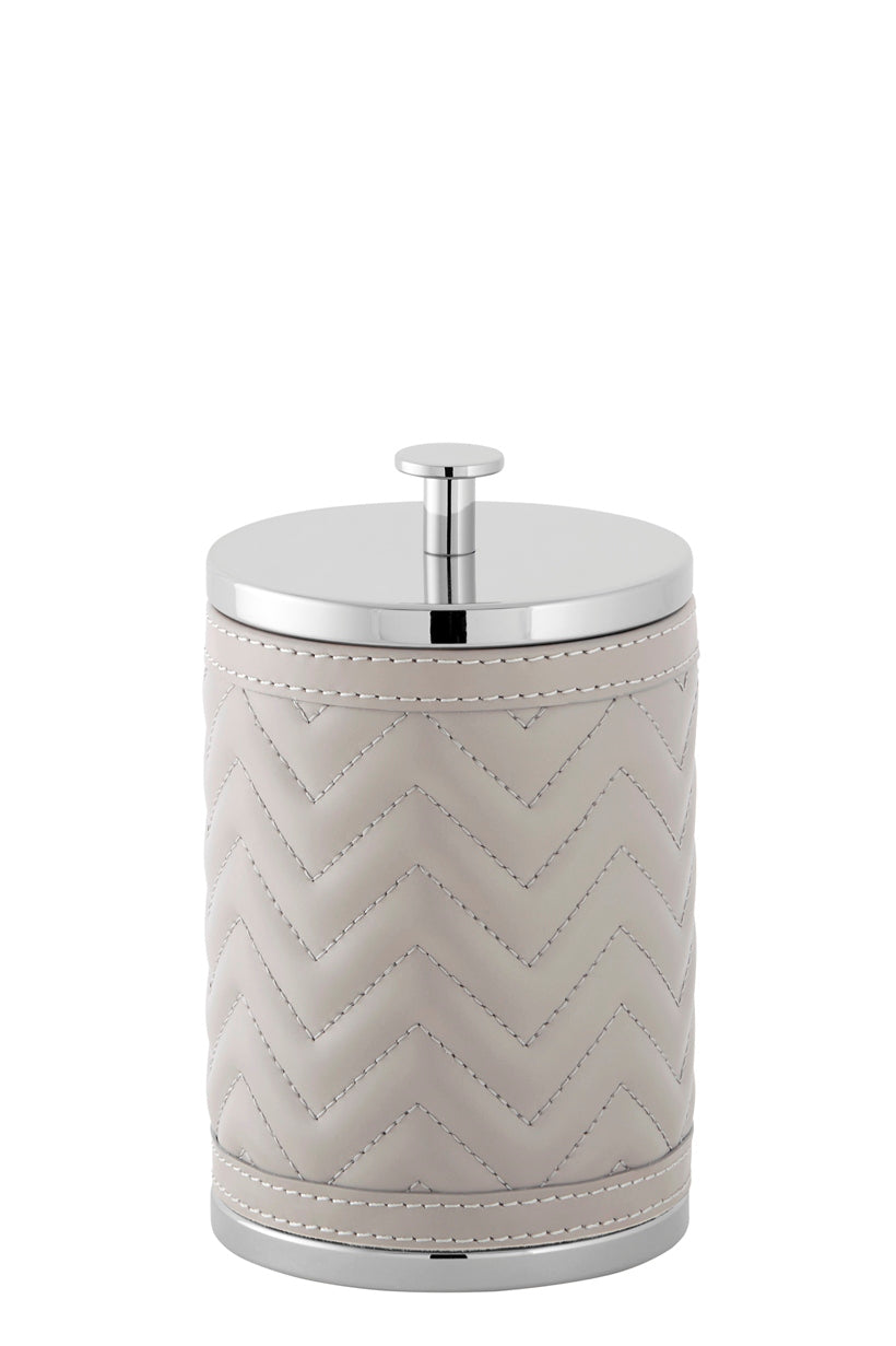 Riviere Alghero Quilted Herringbone Box | Covered with Quilted Herringbone Padded Leather | Features Chrome or Gold Metal Finish | Adds Elegance to Bathrooms