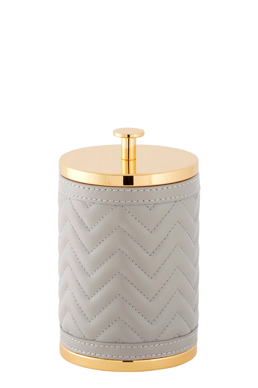 Riviere Alghero Quilted Herringbone Box | Covered with Quilted Herringbone Padded Leather | Features Chrome or Gold Metal Finish | Adds Elegance to Bathrooms