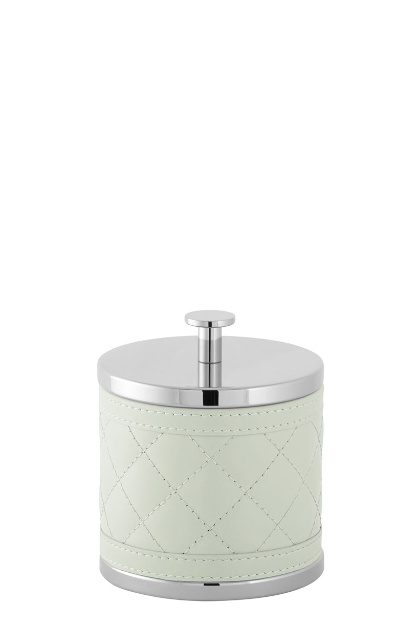 Riviere Alghero Diamonds Leather Box | Covered with Quilted Diamonds Padded Leather | Features Chrome or Gold Metal Finish | Adds Elegance to Vanity or Dressing Area