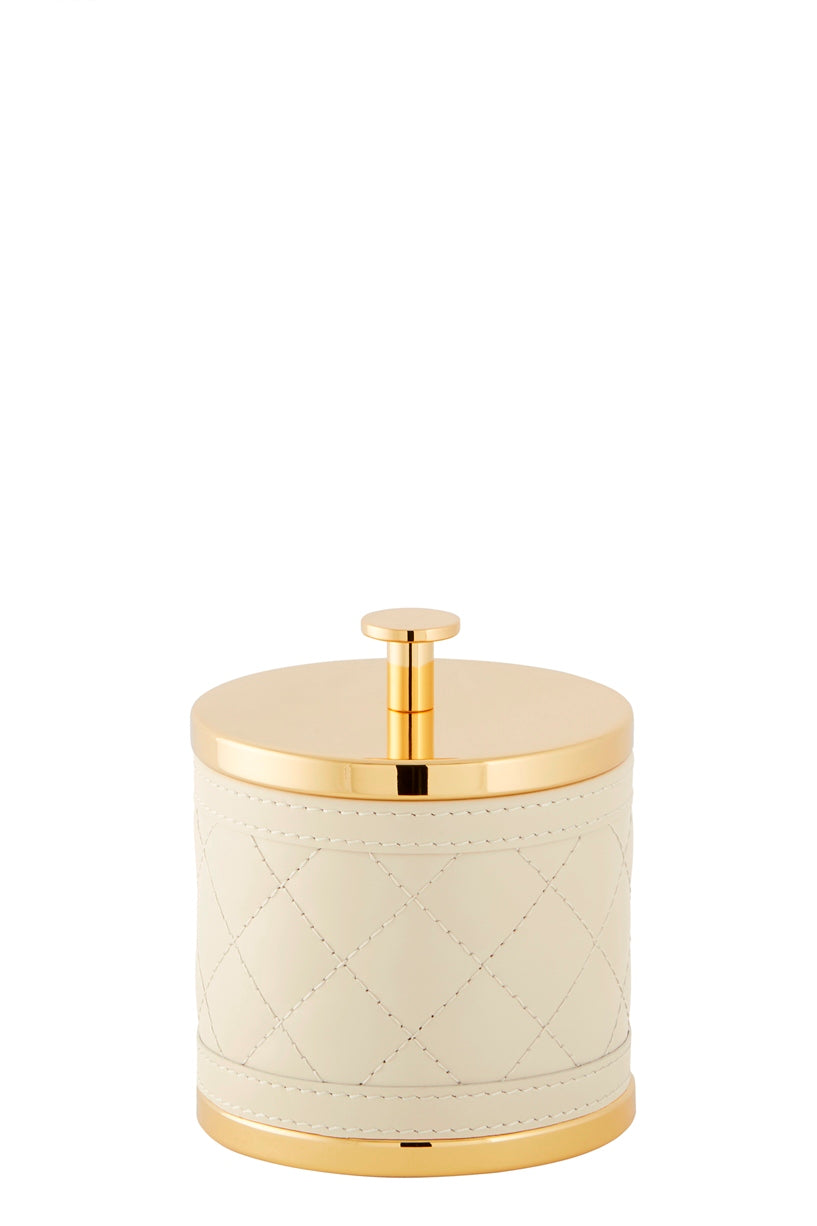 Riviere Alghero Diamonds Leather Box | Covered with Quilted Diamonds Padded Leather | Features Chrome or Gold Metal Finish | Adds Elegance to Vanity or Dressing Area