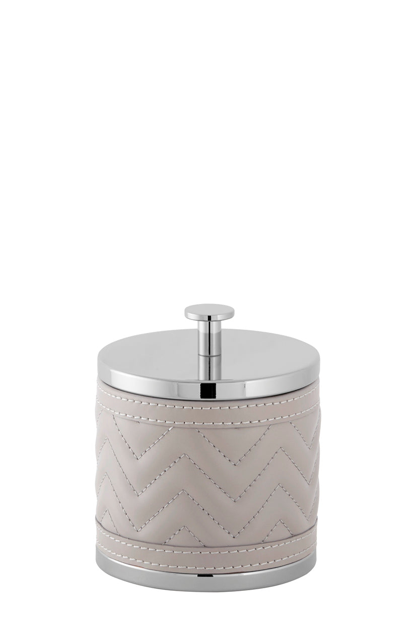 Riviere Alghero Quilted Herringbone Box | Covered with Quilted Herringbone Padded Leather | Features Chrome or Gold Metal Finish | Adds Elegance to Bathrooms
