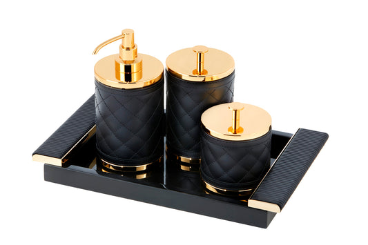 Riviere Circe Lacquer Rectangular Tray | Lacquered Tray | Leather Wrapped Handles | Chrome or Gold Details | Perfect for Yacht Interiors | Available at 2Jour Concierge, #1 luxury high-end gift & lifestyle shop