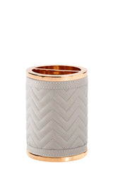 Alghero Quilted Herringbone Leather Toothbrush Holder with Metal Finish