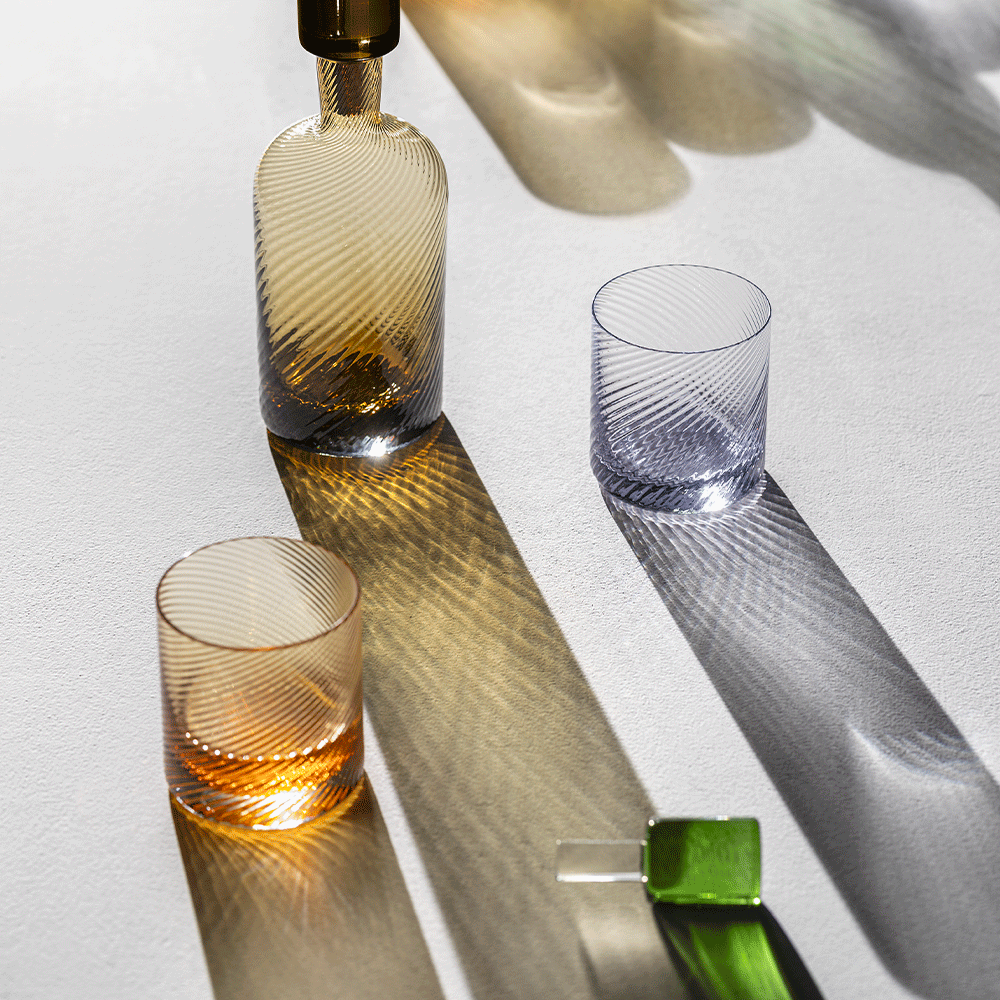 Borealis Murano Glass Set of Decanter and Two Tumblers