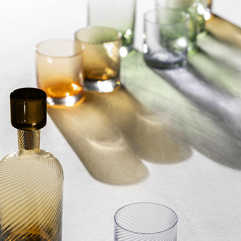 Borealis Murano Glass Set of Decanter and Two Tumblers