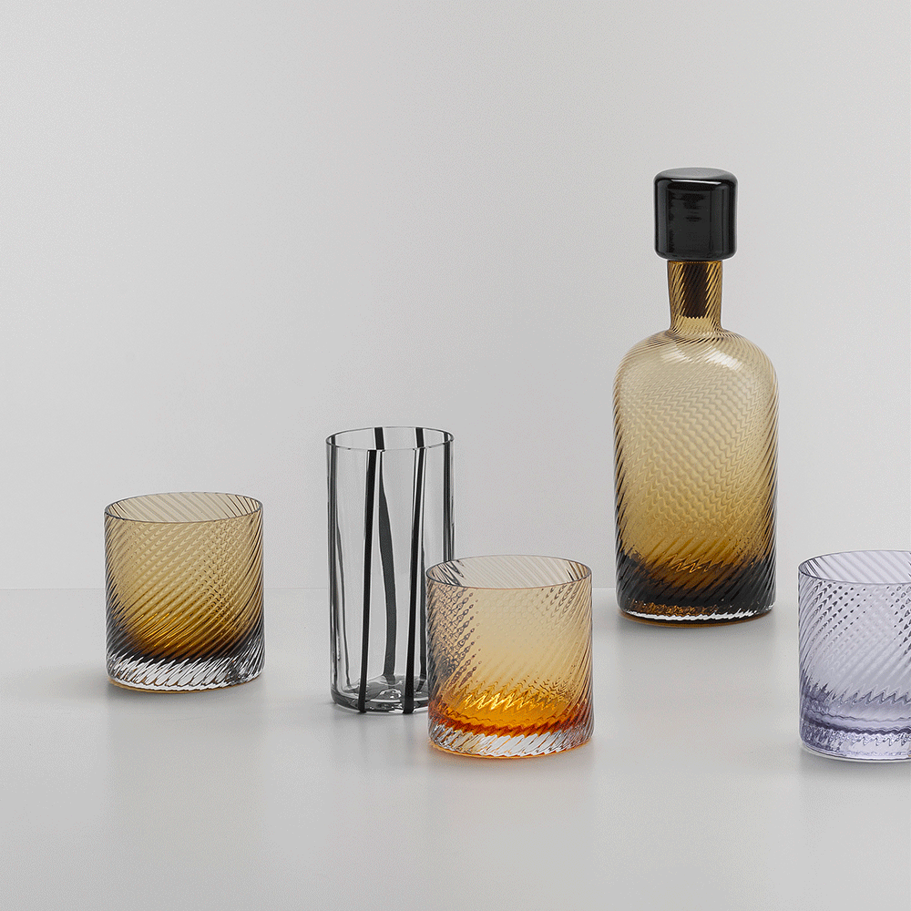 Borealis Murano Glass Set of Decanter and Two Tumblers