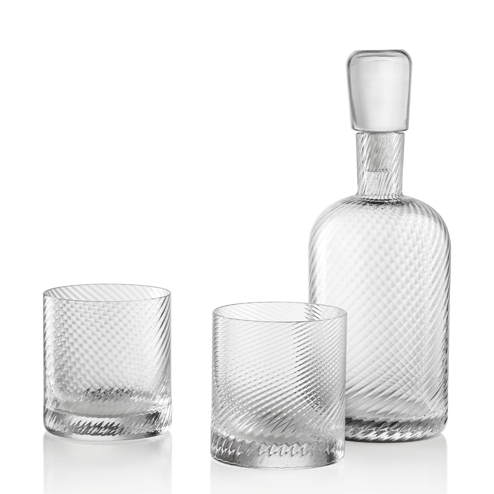 Borealis Murano Glass Set of Decanter and Two Tumblers