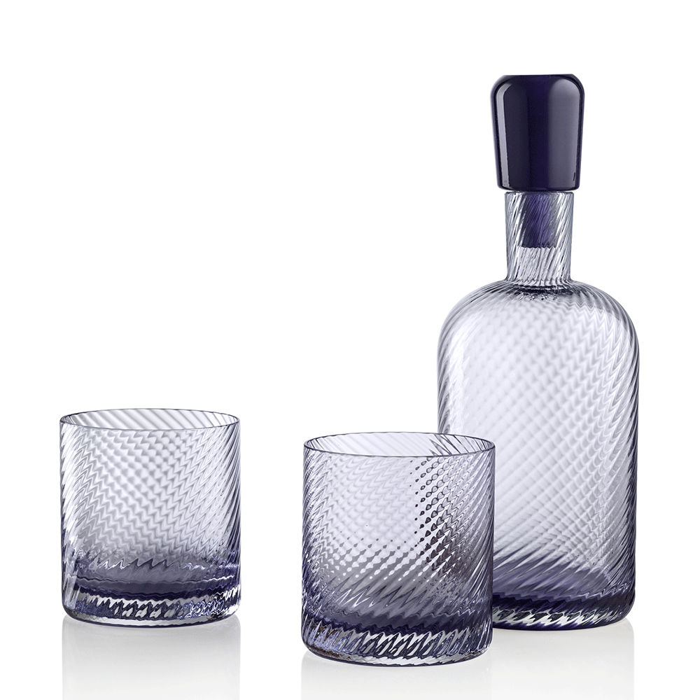 Borealis Murano Glass Set of Decanter and Two Tumblers